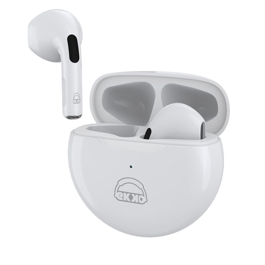 EKKO EARBEATS T03 TWS: 20-Hour Playback, Rich Sound, Twin Connect, Type C Charging, Siri & Google Assistant (White)