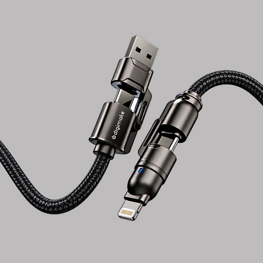 Digimate 4-in-1 Snake Cable 120W Fast Charging | Multi-Connector Braided Cable for iPhone, Samsung, OnePlus & Type-C Devices | USB-A to Type-C, Lightning & Type-C to Type-C
