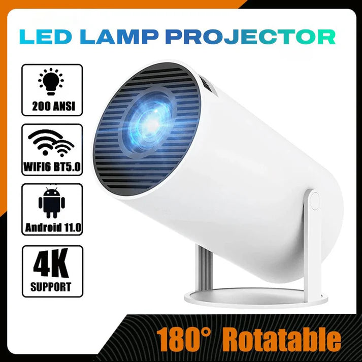 4K LED Projector with Android 11 | Smart Portable Home Theater, HD Video, Wi-Fi, Bluetooth, and Entertainment Streaming