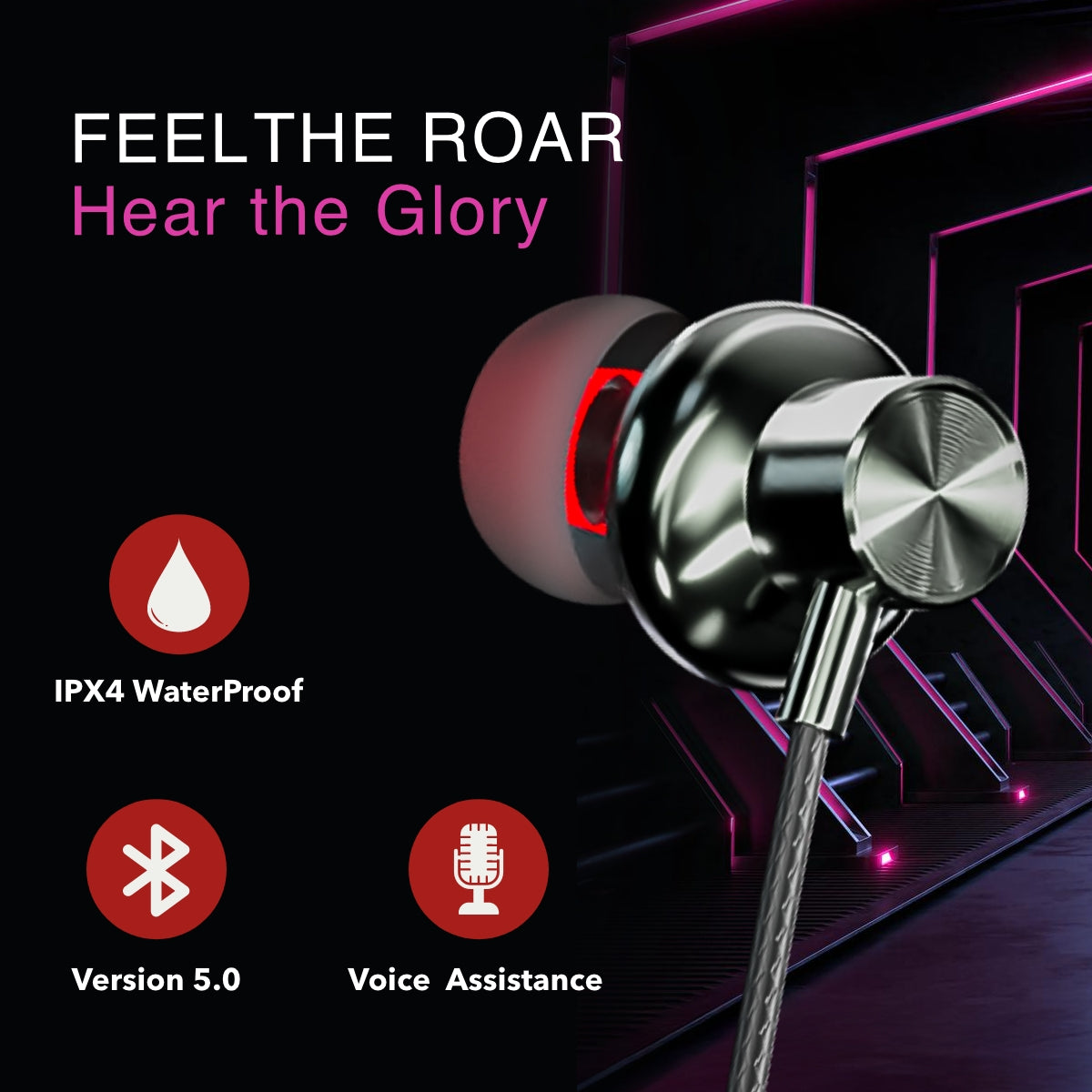 Digimate Aakraman, Type-C Fast Charging With Bluetooth 5.0 Wireless Neckband, Voice Assistant, High-Quality Mic, Multi-Device Pairing, 200-Hrs Standby, IPX4 Waterproof (DG-NB-1006)
