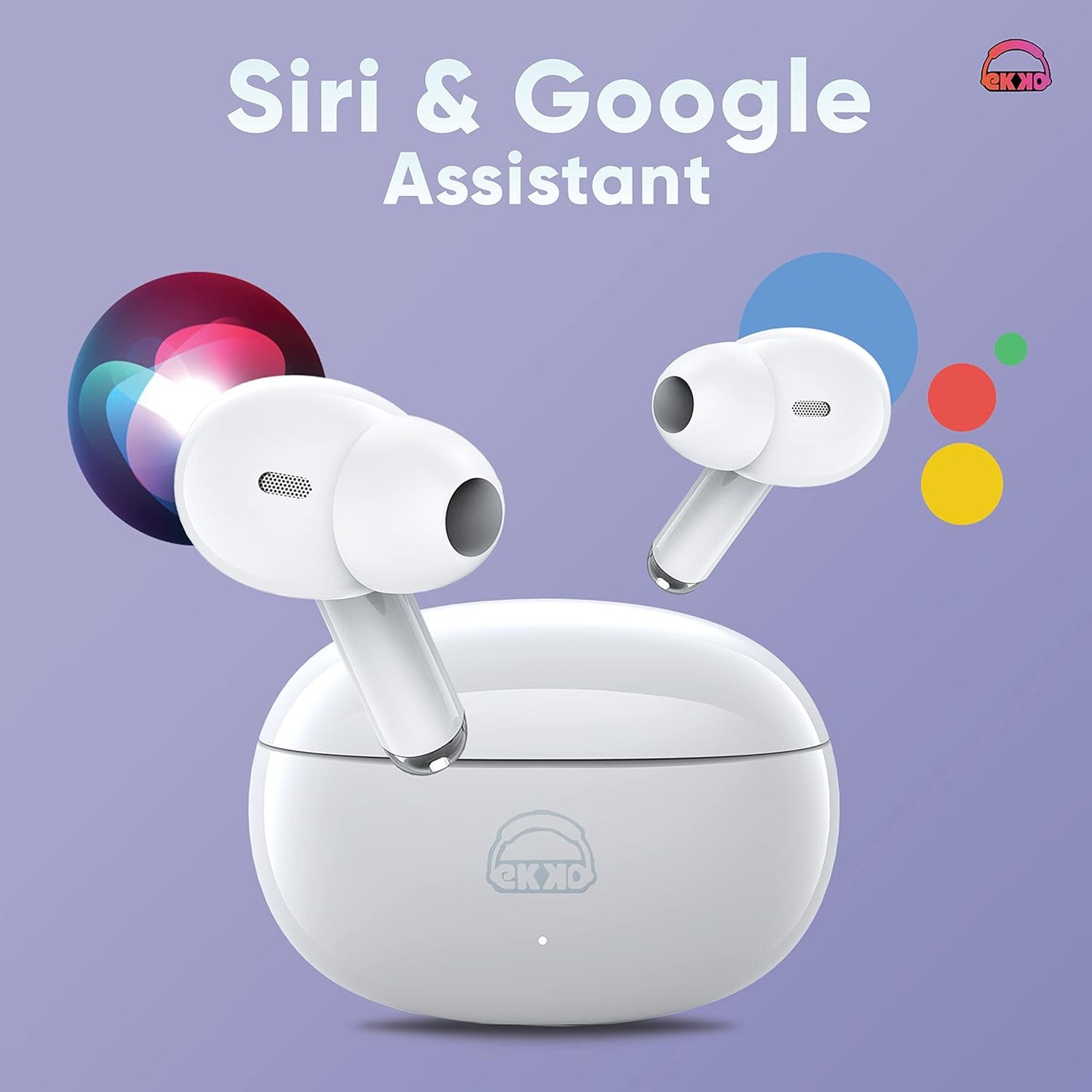 EKKO Earbeats T05 TWS: ENC Call Noise Cancellation, Twin Connect, 10MM Driver, Massive Bass, Water Resistance, Siri & Google Assistant (White)