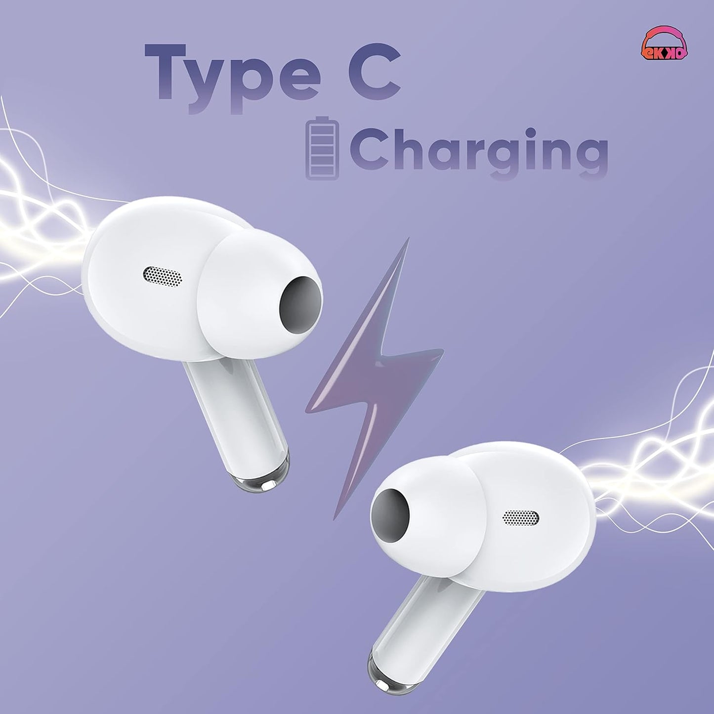 EKKO Earbeats T05 TWS: ENC Call Noise Cancellation, Twin Connect, 10MM Driver, Massive Bass, Water Resistance, Siri & Google Assistant (White)