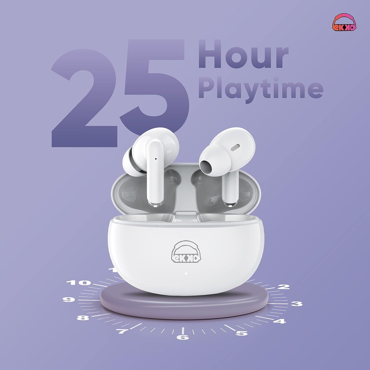 EKKO Earbeats T05 TWS: ENC Call Noise Cancellation, Twin Connect, 10MM Driver, Massive Bass, Water Resistance, Siri & Google Assistant (White)