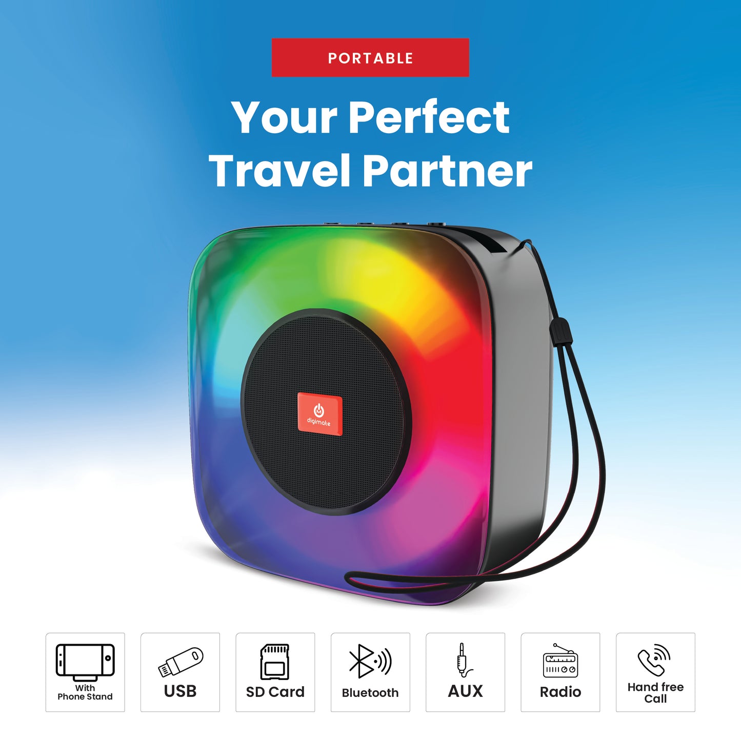 Digimate Blazz 10 Powerful Bass 10W Bluetooth Speaker with Large Driver, Rechargeable (DG-BS-1001, Black)