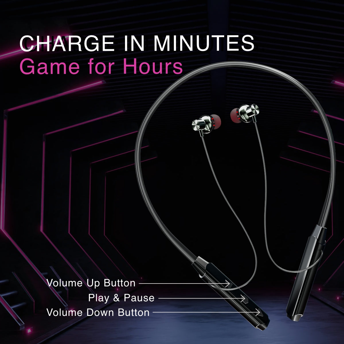 Digimate Aakraman, Type-C Fast Charging With Bluetooth 5.0 Wireless Neckband, Voice Assistant, High-Quality Mic, Multi-Device Pairing, 200-Hrs Standby, IPX4 Waterproof (DG-NB-1006)