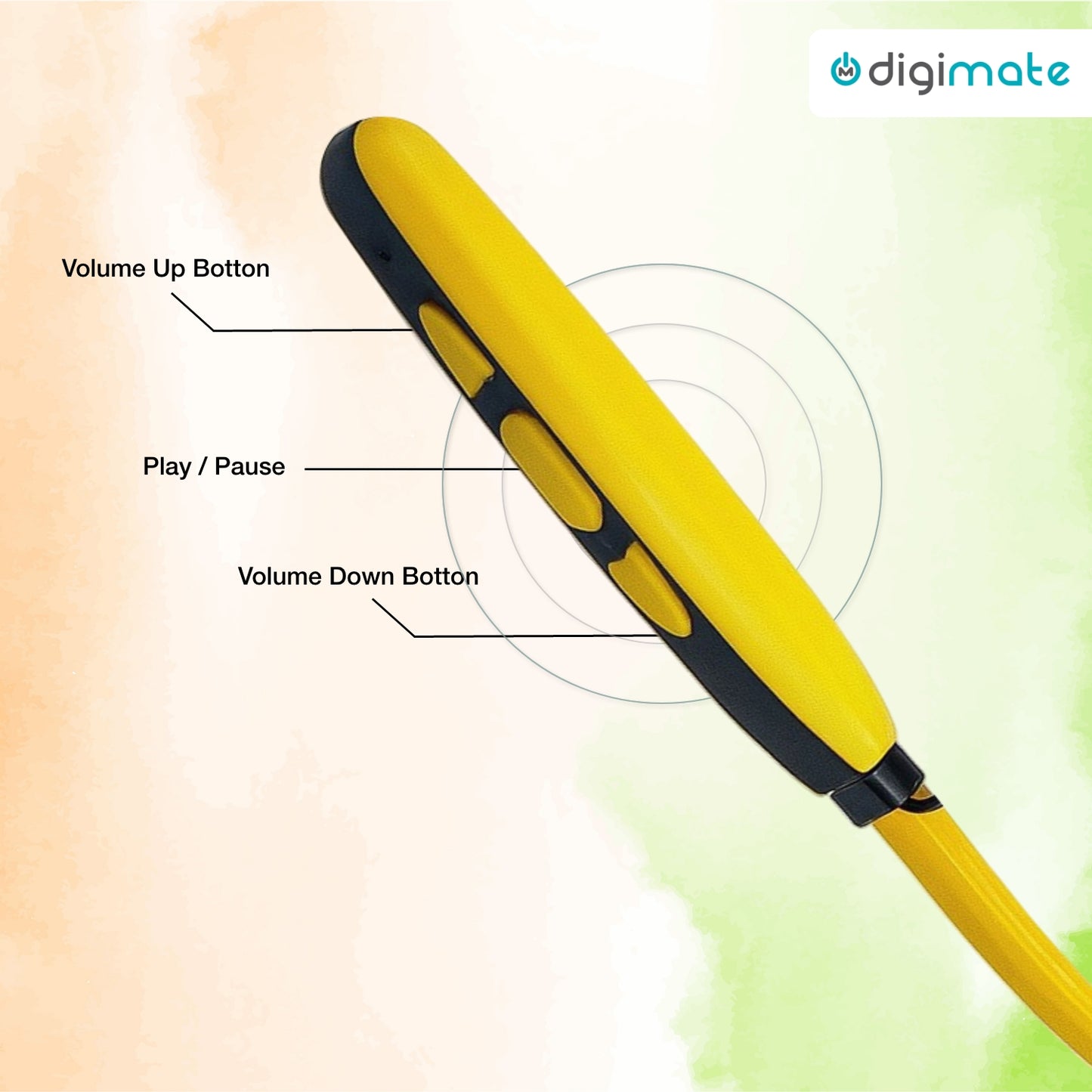 Digimate Aazadi 2.0, 30Hours Play Time Neckband, 5.0Bluetooth Voice Assistant Type-C Fast Charging With MIC (DG-NB-1010, Yellow)