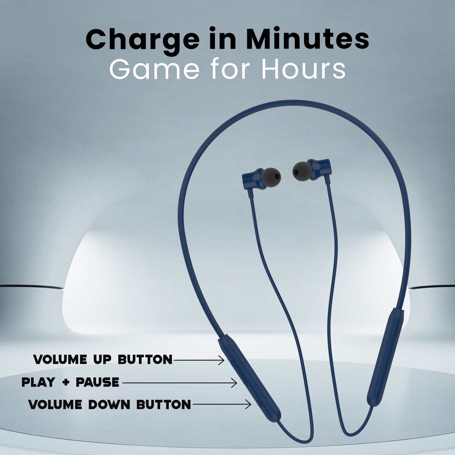 Digimate Gabbar 24Hours Playtime Wireless Bluetooth Neckband, Bluetooth 5.1, Fast Type-C Charging With Mic & Voice Assistant, IPX2 Waterproof (DG-NB-1011, Blue)