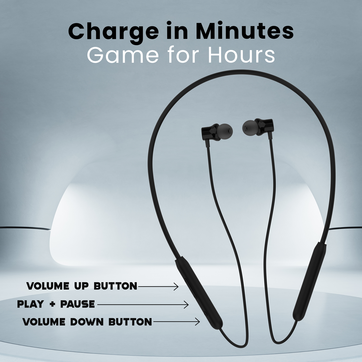 Digimate Gabbar 24Hours Playtime Wireless Bluetooth Neckband, Bluetooth 5.1, Fast Type-C Charging With Mic & Voice Assistant, IPX2 Waterproof (DG-NB-1011, Black)