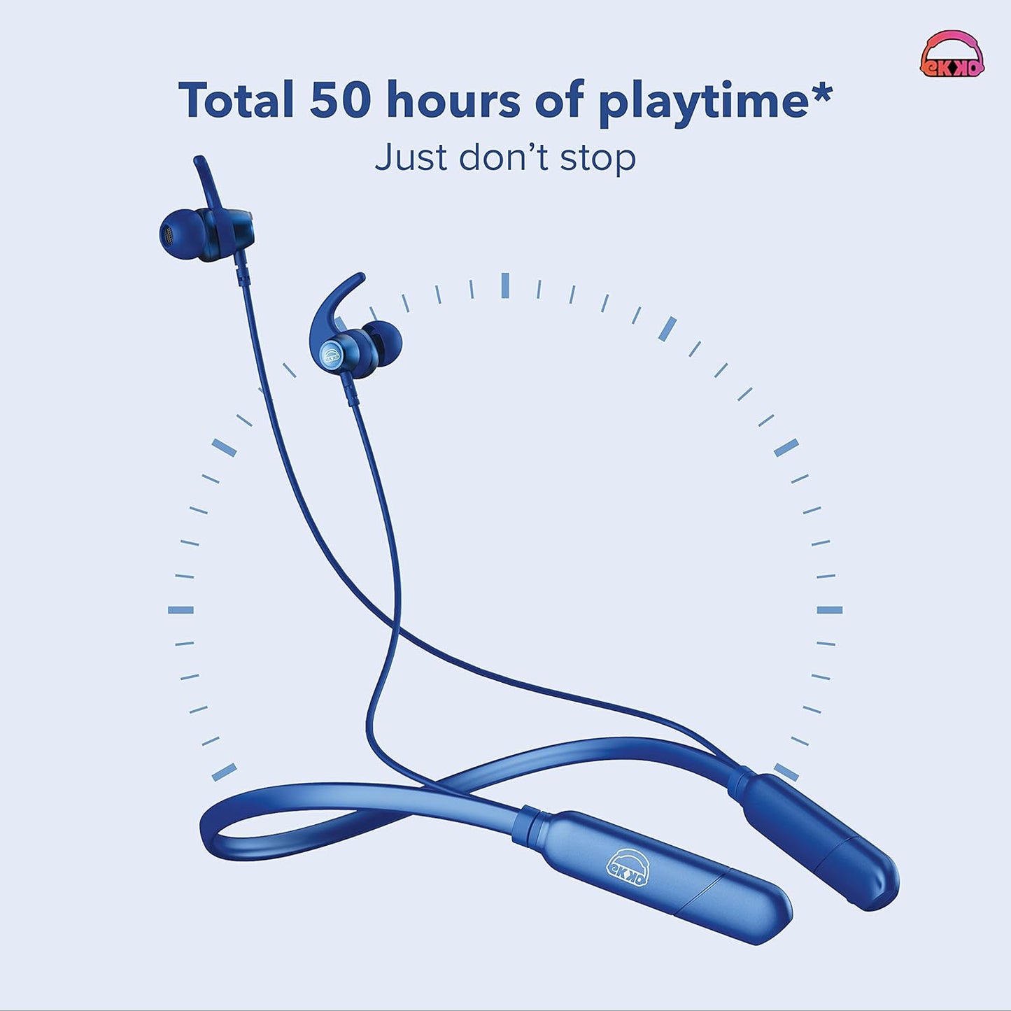 EKKO Unplug N05 Neckband, 50 Hours Playback Time 10 mm Driver Size, Bluetooth V5.2, Quick Charging, IPX4 Protection, SIRI & Google Assistant