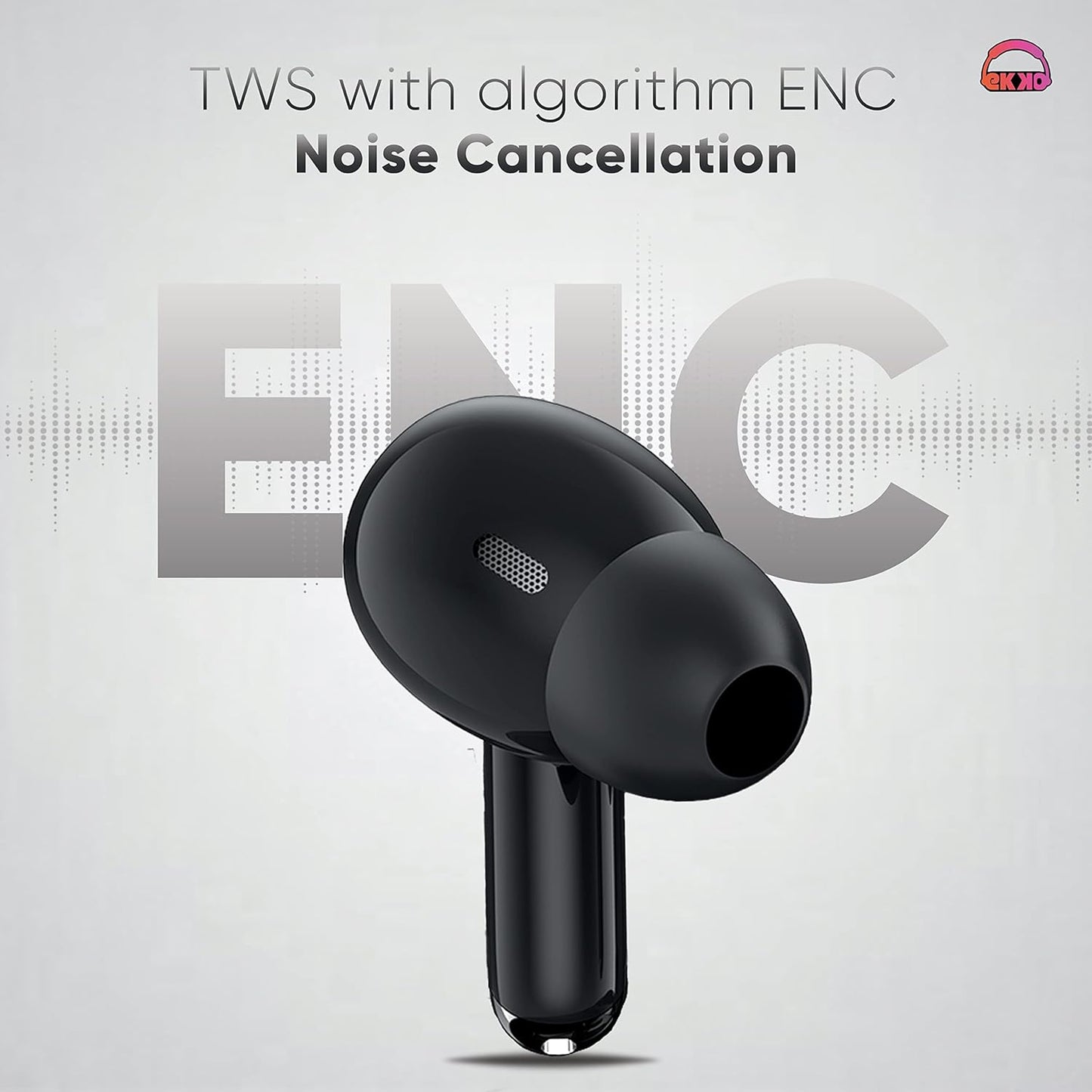 EKKO Earbeats T05 TWS: ENC Call Noise Cancellation, Twin Connect, 10MM Driver, Massive Bass, Water Resistance, Siri & Google Assistant (Black)