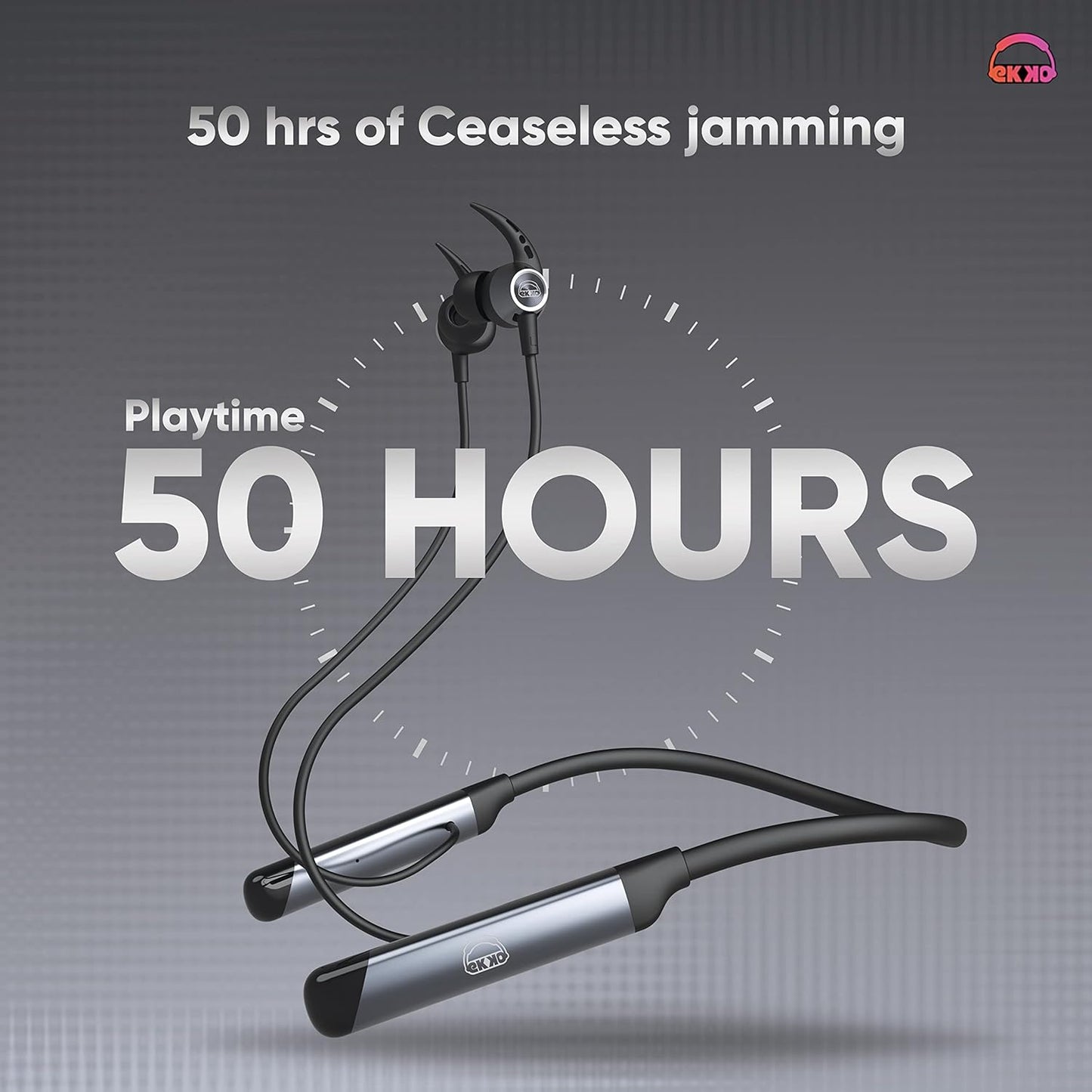EKKO Unplug N04 Neckband: 50 Hours, Premium ENC, 40ms Latency, Max Bass, Twin Connect, Siri & Google Assistant