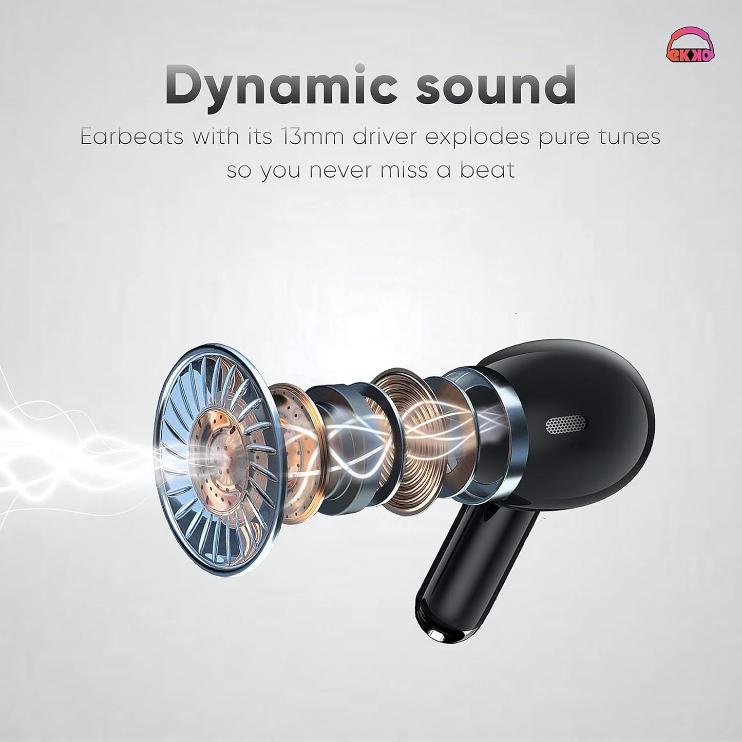 EKKO Earbeats T05 TWS: ENC Call Noise Cancellation, Twin Connect, 10MM Driver, Massive Bass, Water Resistance, Siri & Google Assistant (Black)