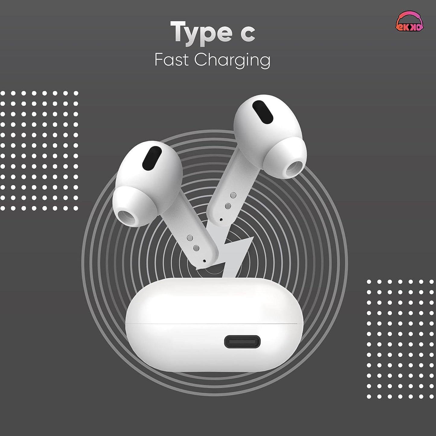 EKKO Earbeats T04 TWS: ENC Call Noise Cancellation, 50H Playtime, 10MM Driver, Twin Connect, Type-C Fast Charging, Siri & Google Assistant