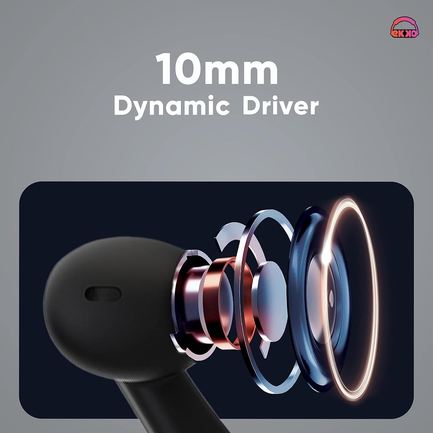 EKKO Earbeats T06: 10MM Driver, ENC Call Noise Cancellation, Touch Control, Massive Bass, IPX4 Water Resistancel TWS, Upto 60H Playtime, with Mic, Massive Bass, IPX4 Water Resistance (Black)