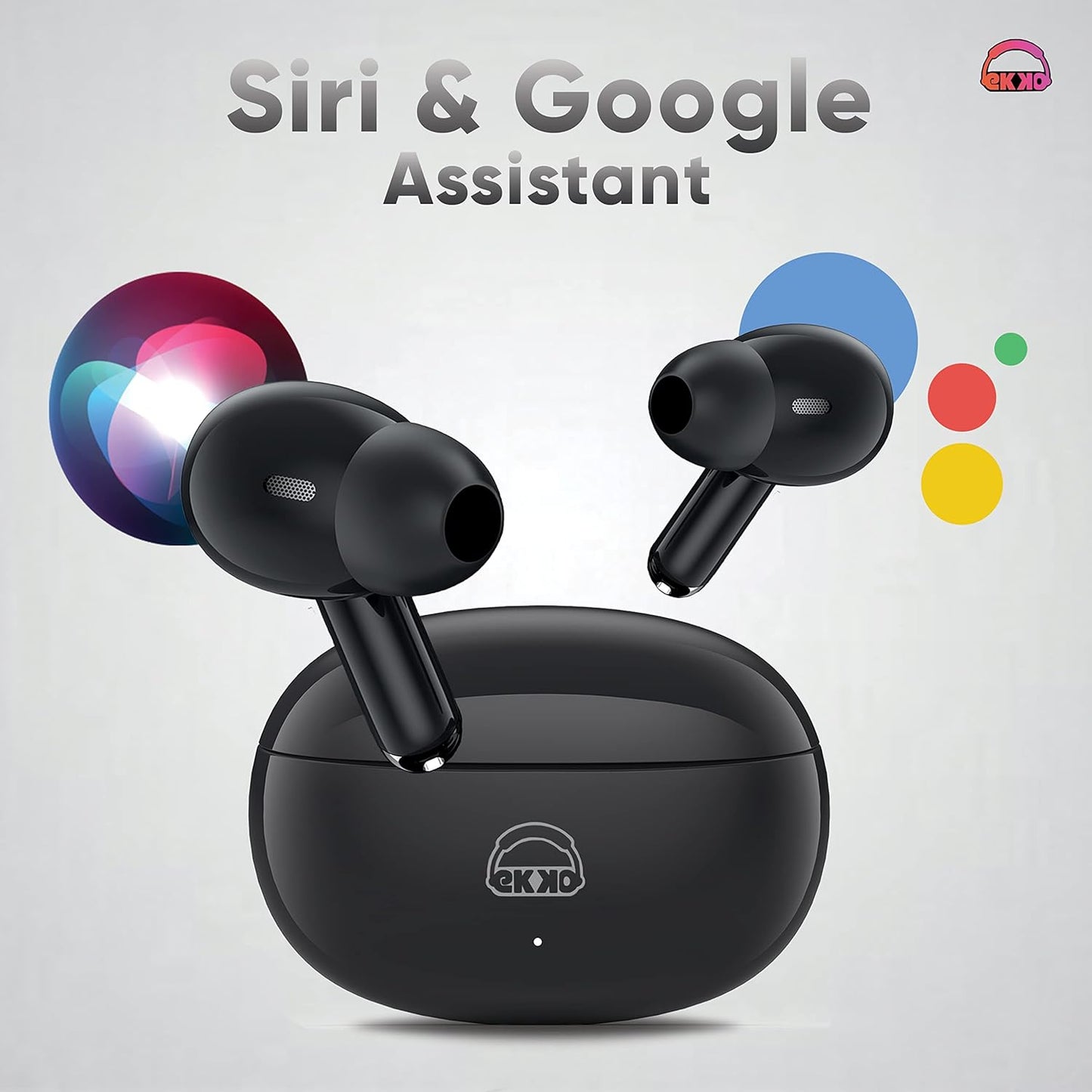 EKKO Earbeats T05 TWS: ENC Call Noise Cancellation, Twin Connect, 10MM Driver, Massive Bass, Water Resistance, Siri & Google Assistant (Black)