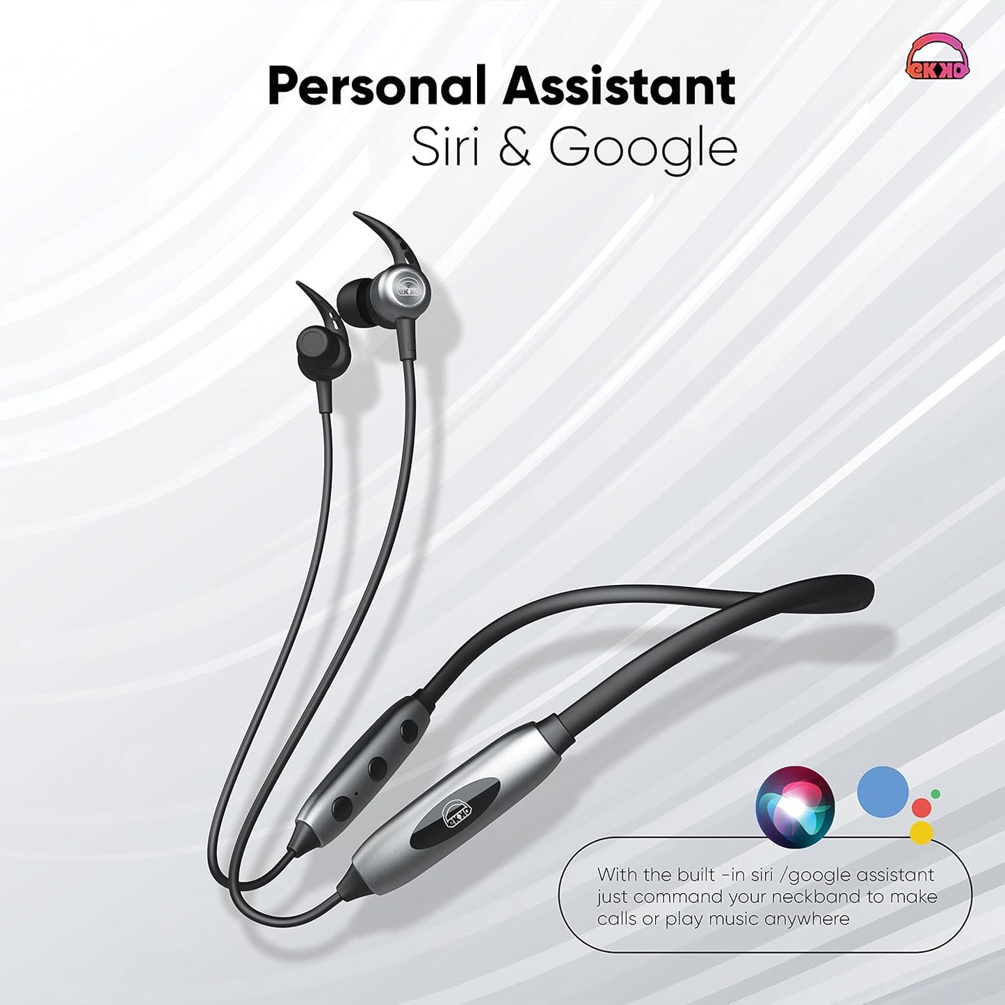 EKKO Unplug N03 Neckband: 40 Hours Playback Time, Top-tier ENC, 40ms Latency, Max Bass, Twin Connect, Siri & Google Assistant