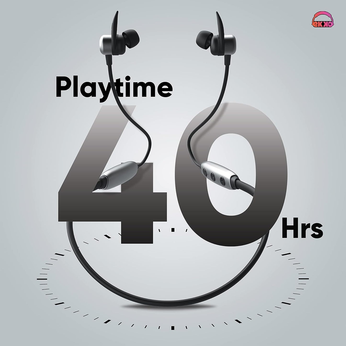 EKKO Unplug N03 Neckband: 40 Hours Playback Time, Top-tier ENC, 40ms Latency, Max Bass, Twin Connect, Siri & Google Assistant