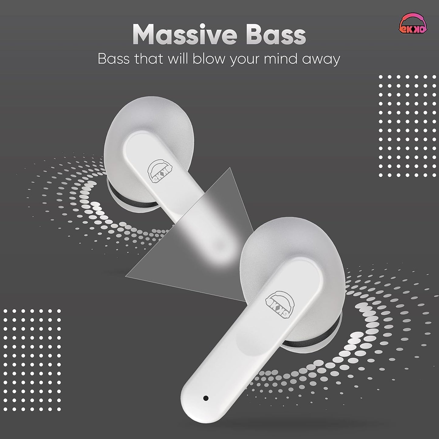 EKKO Earbeats T04 TWS: ENC Call Noise Cancellation, 50H Playtime, 10MM Driver, Twin Connect, Type-C Fast Charging, Siri & Google Assistant