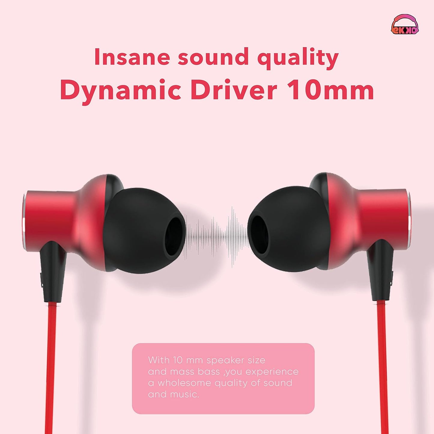 EKKO Unplug N02 Neckband with Super Sound Heavy Bass, Playback time Upto 15 Hours, Max BASS, TwinConnect, Siri & Google Assistant Activate (Red)