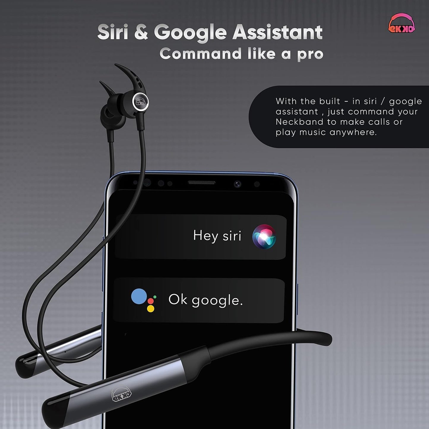 EKKO Unplug N04 Neckband: 50 Hours, Premium ENC, 40ms Latency, Max Bass, Twin Connect, Siri & Google Assistant