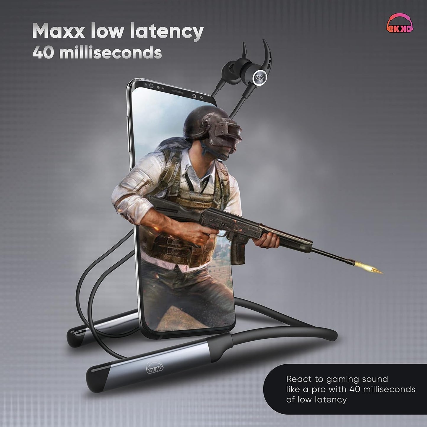 EKKO Unplug N04 Neckband: 50 Hours, Premium ENC, 40ms Latency, Max Bass, Twin Connect, Siri & Google Assistant