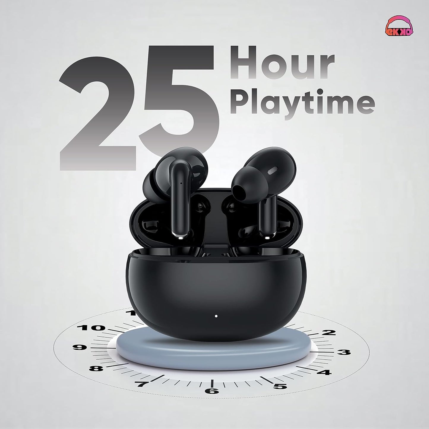 EKKO Earbeats T05 TWS: ENC Call Noise Cancellation, Twin Connect, 10MM Driver, Massive Bass, Water Resistance, Siri & Google Assistant (Black)