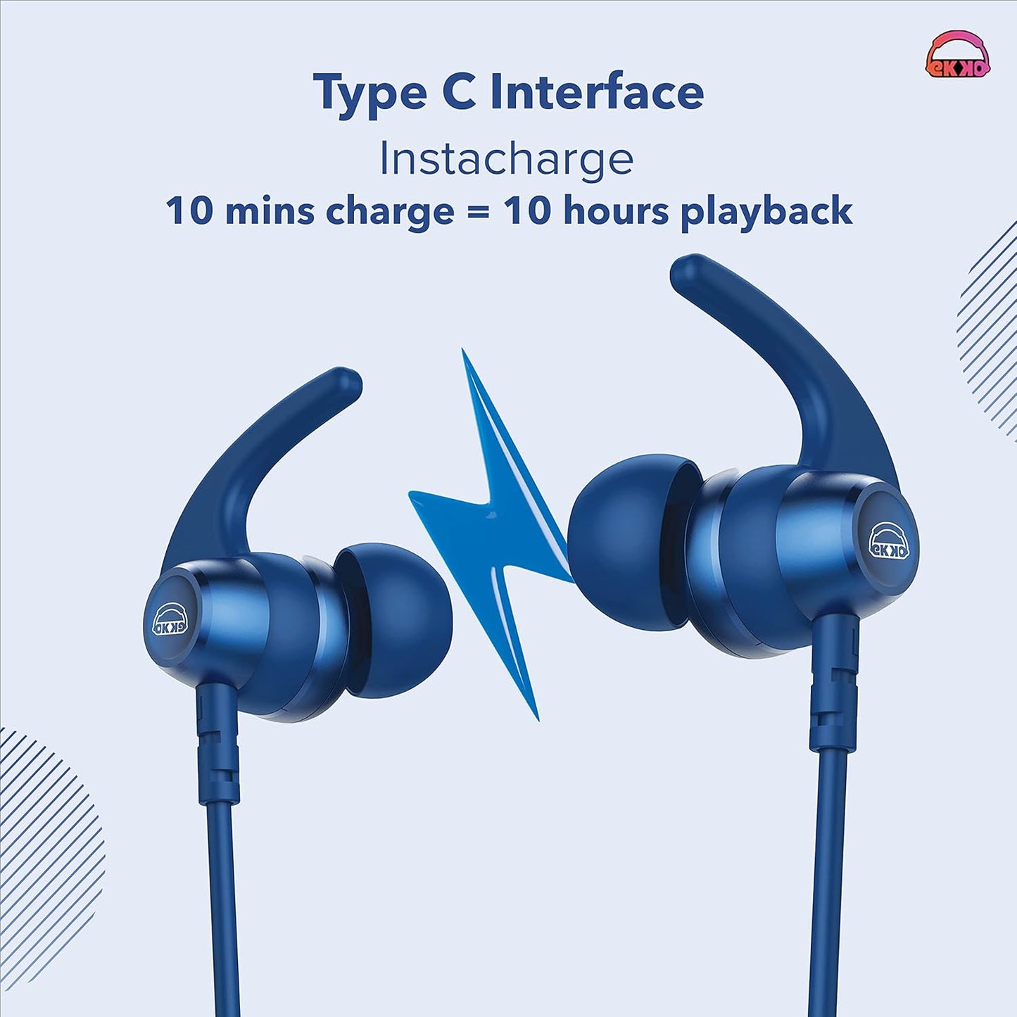 EKKO Unplug N05 Neckband, 50 Hours Playback Time 10 mm Driver Size, Bluetooth V5.2, Quick Charging, IPX4 Protection, SIRI & Google Assistant
