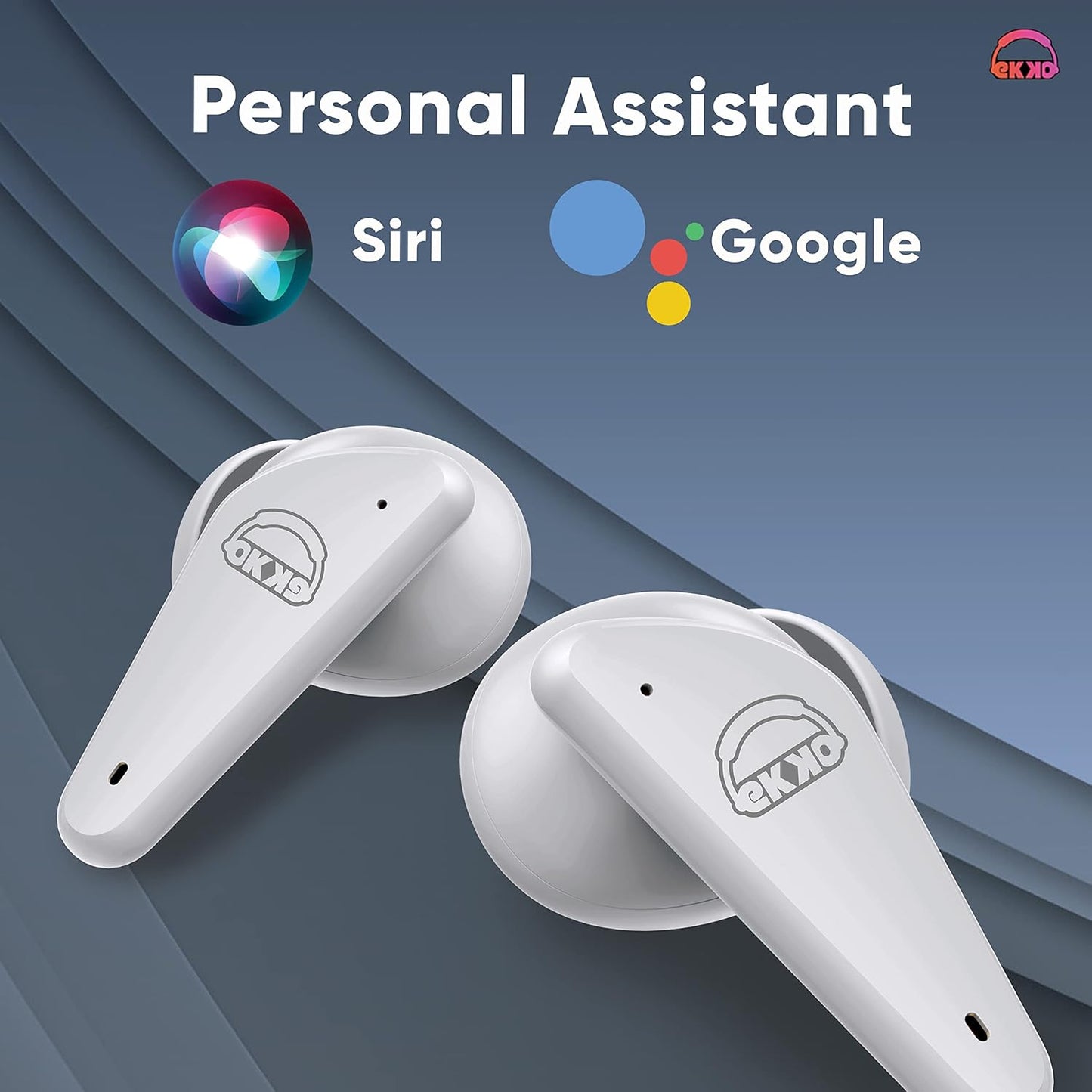 EKKO Earbeats T09: Mic, ENC Call Noise Cancellation, 40H Playtime, 10MM Driver, Twin Connect, Maxx Bass, Water Resistance (White)