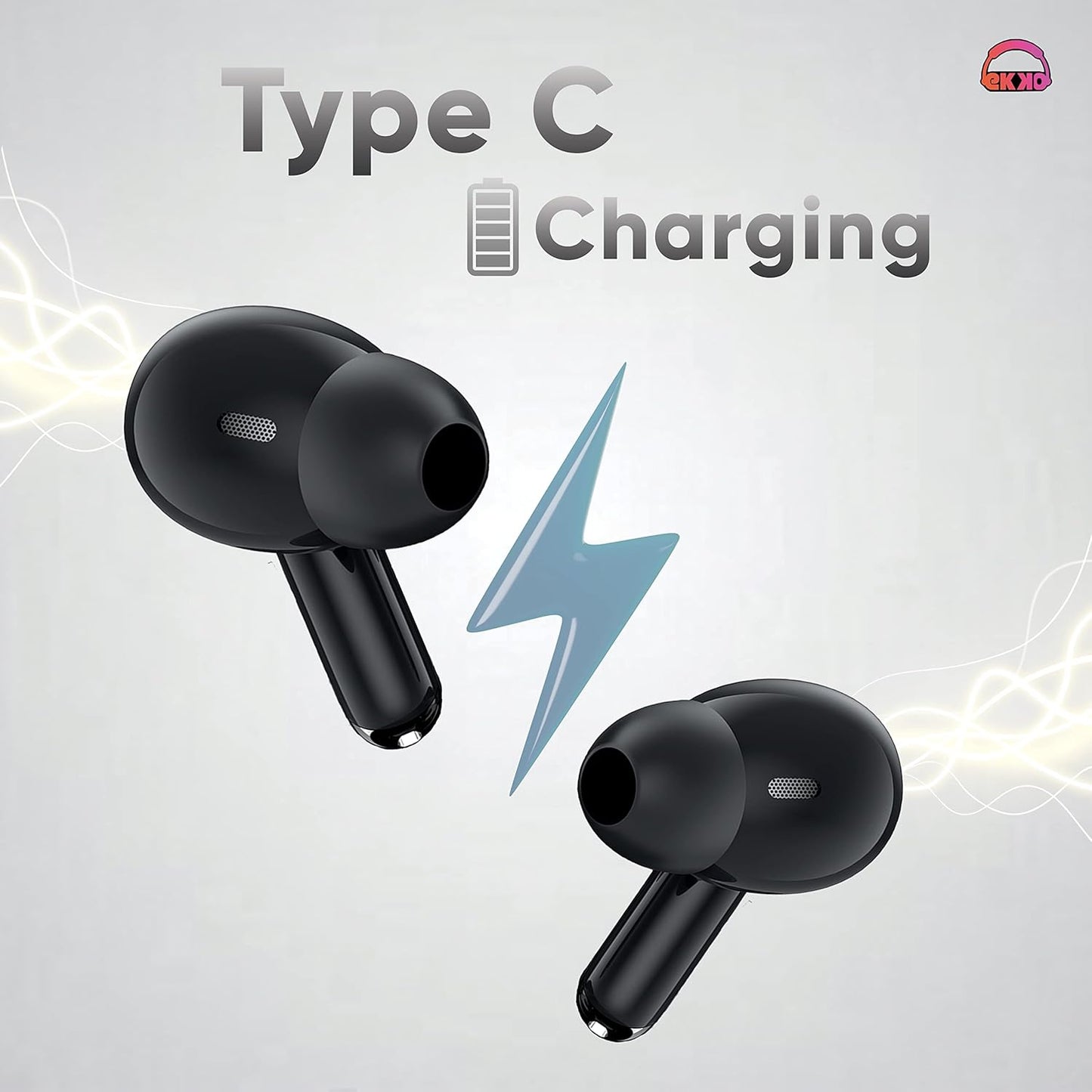 EKKO Earbeats T05 TWS: ENC Call Noise Cancellation, Twin Connect, 10MM Driver, Massive Bass, Water Resistance, Siri & Google Assistant (Black)