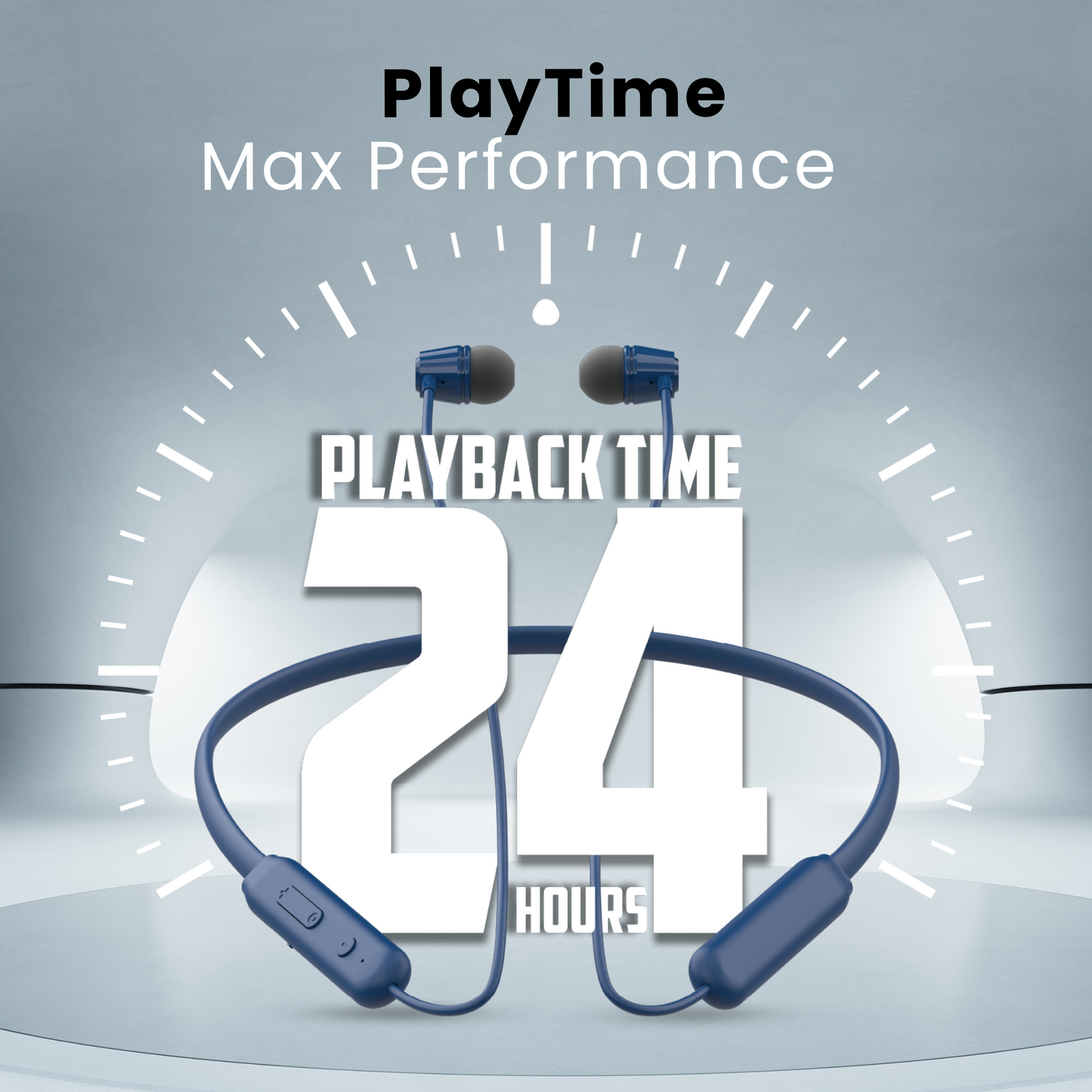 Digimate Gabbar 24Hours Playtime Wireless Bluetooth Neckband, Bluetooth 5.1, Fast Type-C Charging With Mic & Voice Assistant, IPX2 Waterproof (DG-NB-1011, Blue)