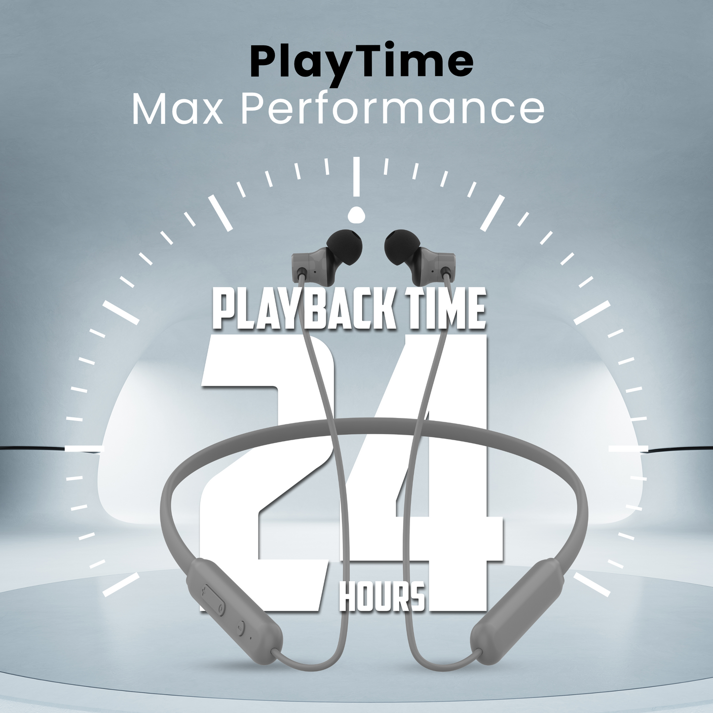 Digimate Gabbar 24Hours Playtime Wireless Bluetooth Neckband, Bluetooth 5.1, Fast Type-C Charging With Mic & Voice Assistant, IPX2 Waterproof (DG-NB-1011, Grey)