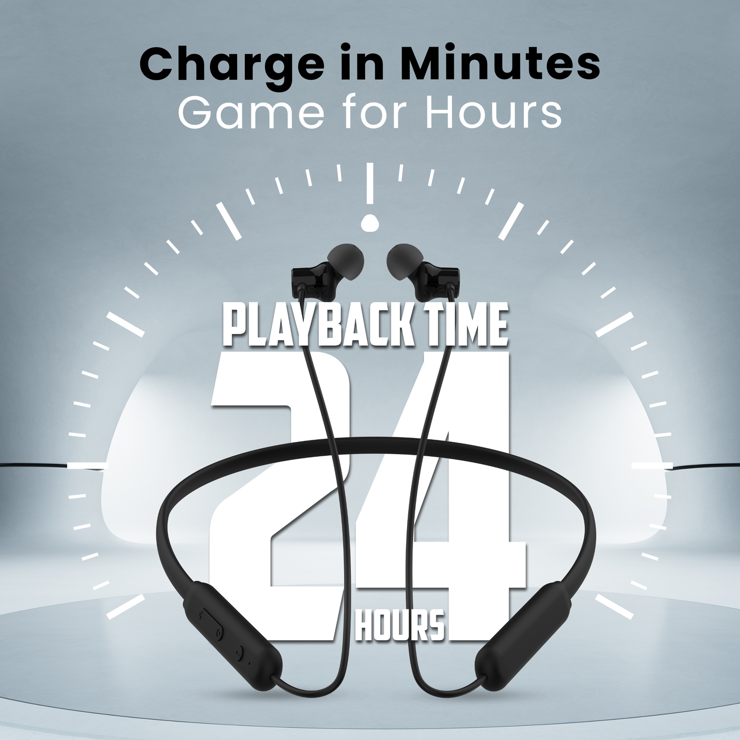 Digimate Gabbar 24Hours Playtime Wireless Bluetooth Neckband, Bluetooth 5.1, Fast Type-C Charging With Mic & Voice Assistant, IPX2 Waterproof (DG-NB-1011, Black)