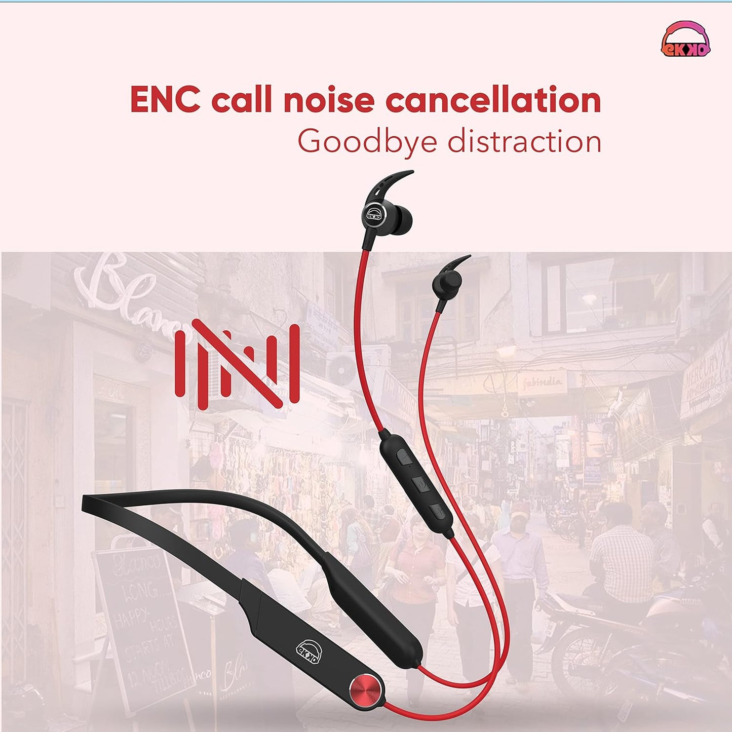 EKKO अनप्लग N06: सुप्रीम ENC, 40ms लेटेंसी, 150-घंटे प्लेबैक, अधिकतम BASS, गेमिंग बूस्ट, टाइप-सी, सिरी और गूगल असिस्टेंट (लाल)