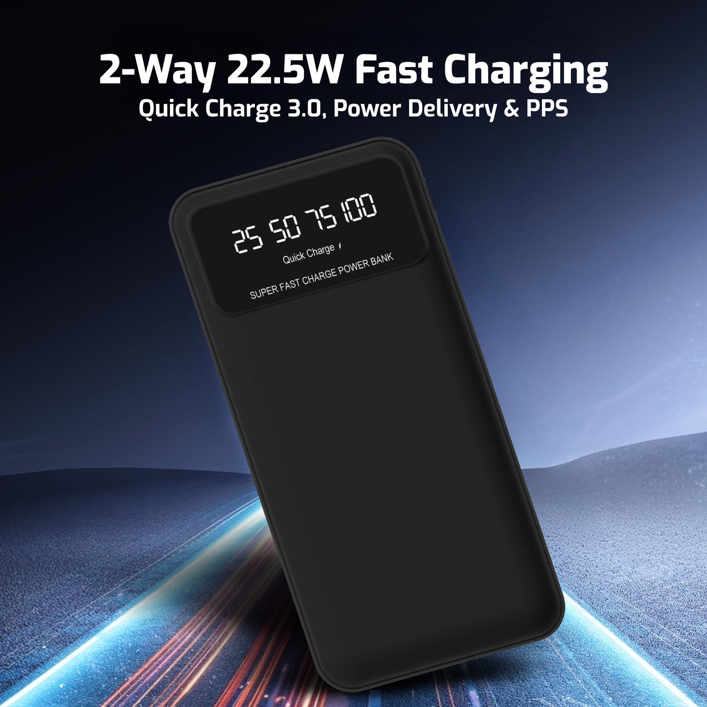 Digimate 20000mAh Power Bank | LED Display Dual Input Type-C Output | 22.5W Fast Charging (Black, DG-PB-2003)