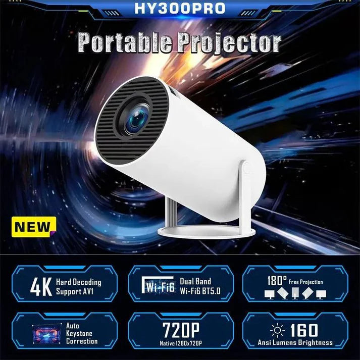 4K LED Projector with Android 11 | Smart Portable Home Theater, HD Video, Wi-Fi, Bluetooth, and Entertainment Streaming