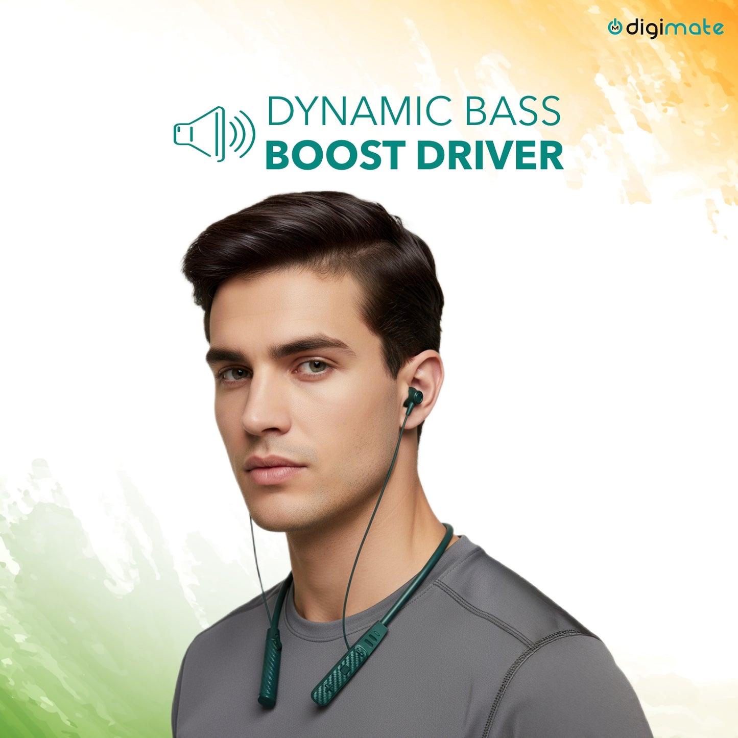 Digimate Aazadi 30Hours Play Time Neckband, 5.0 Bluetooth Voice Assistant Immersive 3D Sound with MIC  (DG-NB-1005, Green)
