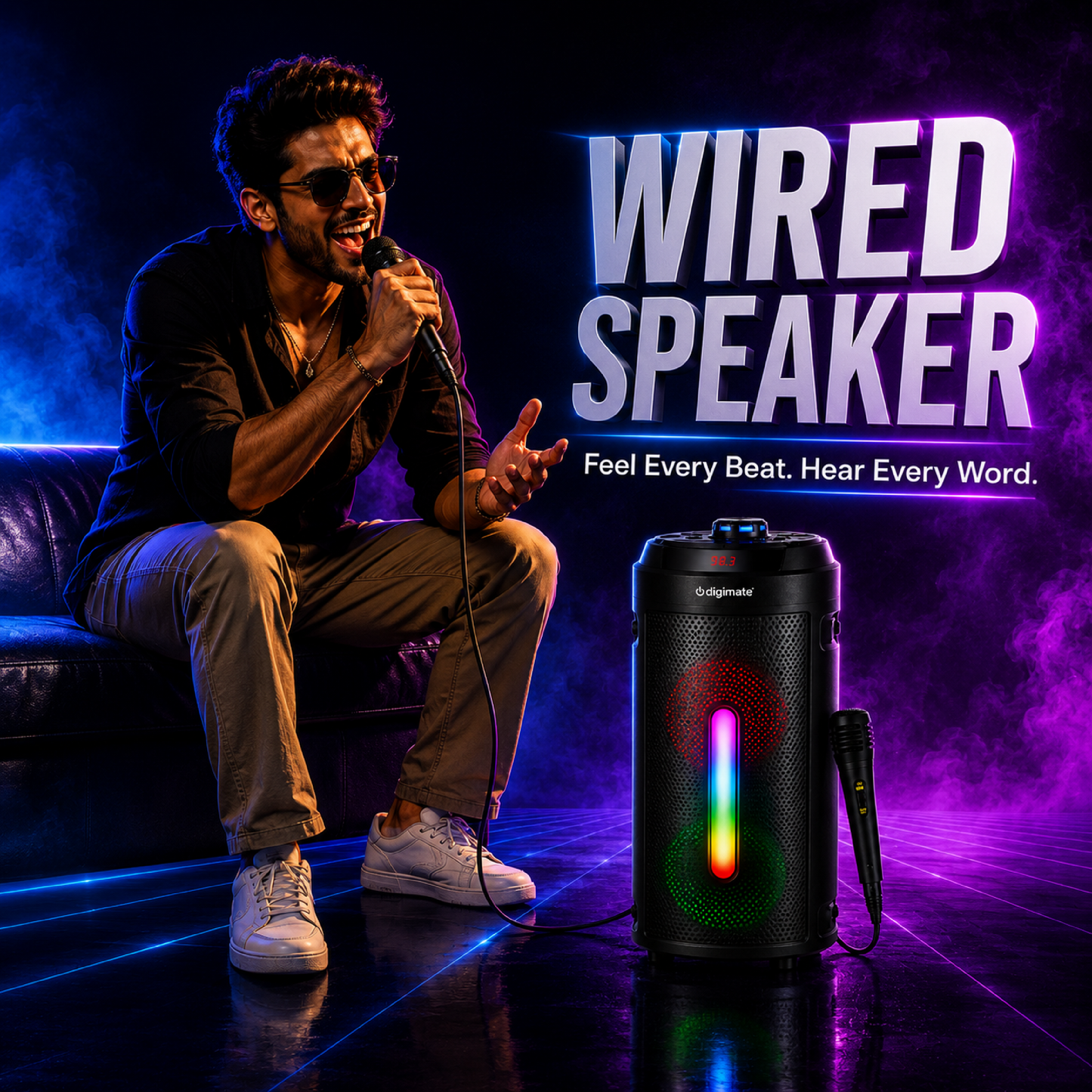 Independence Day Offer | Digimate BAZOOKI 40W Bluetooth Party Speaker with Mic, RGB Lights & 15H Playtime with DIGIMATE UMBRELLA FREE!