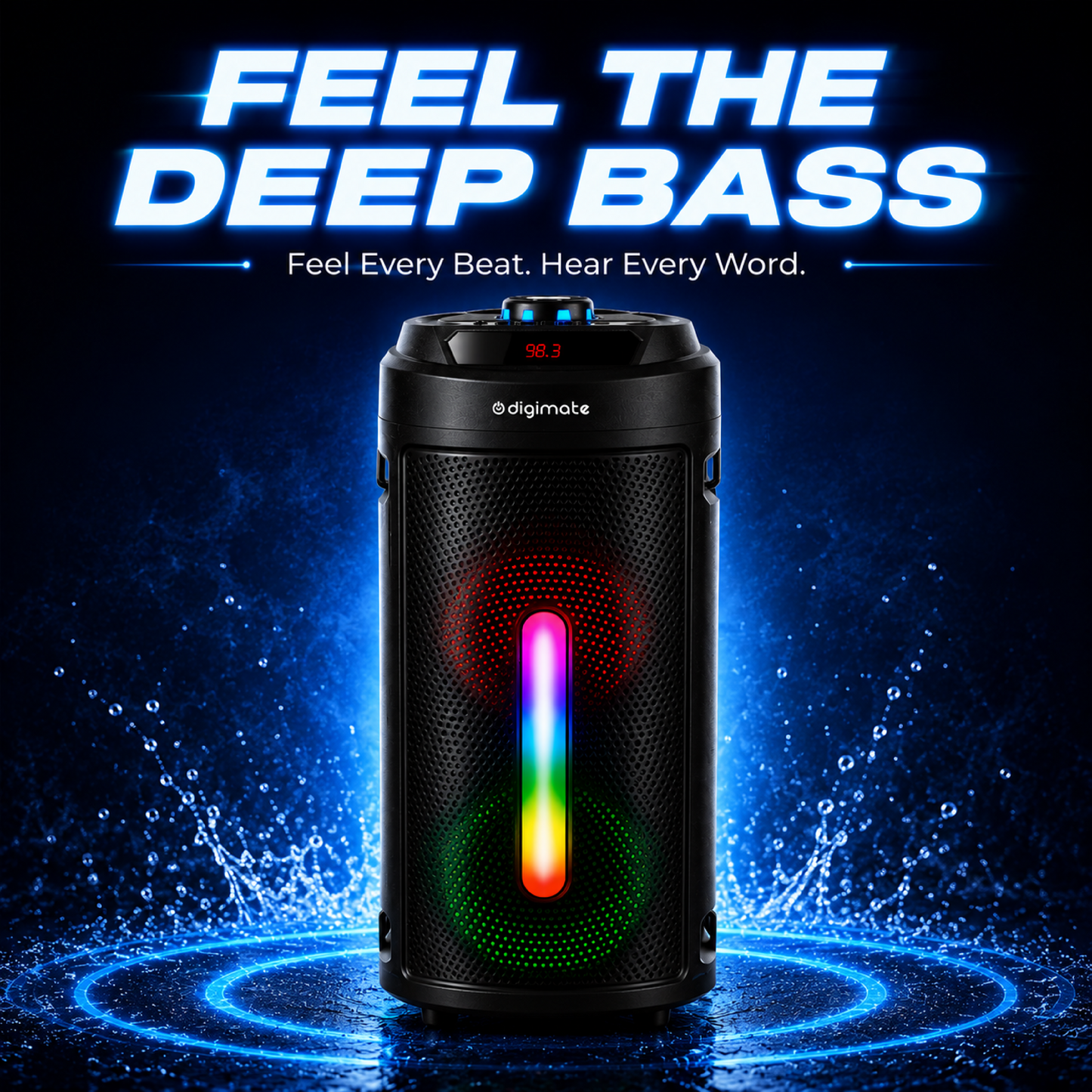 Independence Day Offer | Digimate BAZOOKI 40W Bluetooth Party Speaker with Mic, RGB Lights & 15H Playtime with DIGIMATE UMBRELLA FREE!