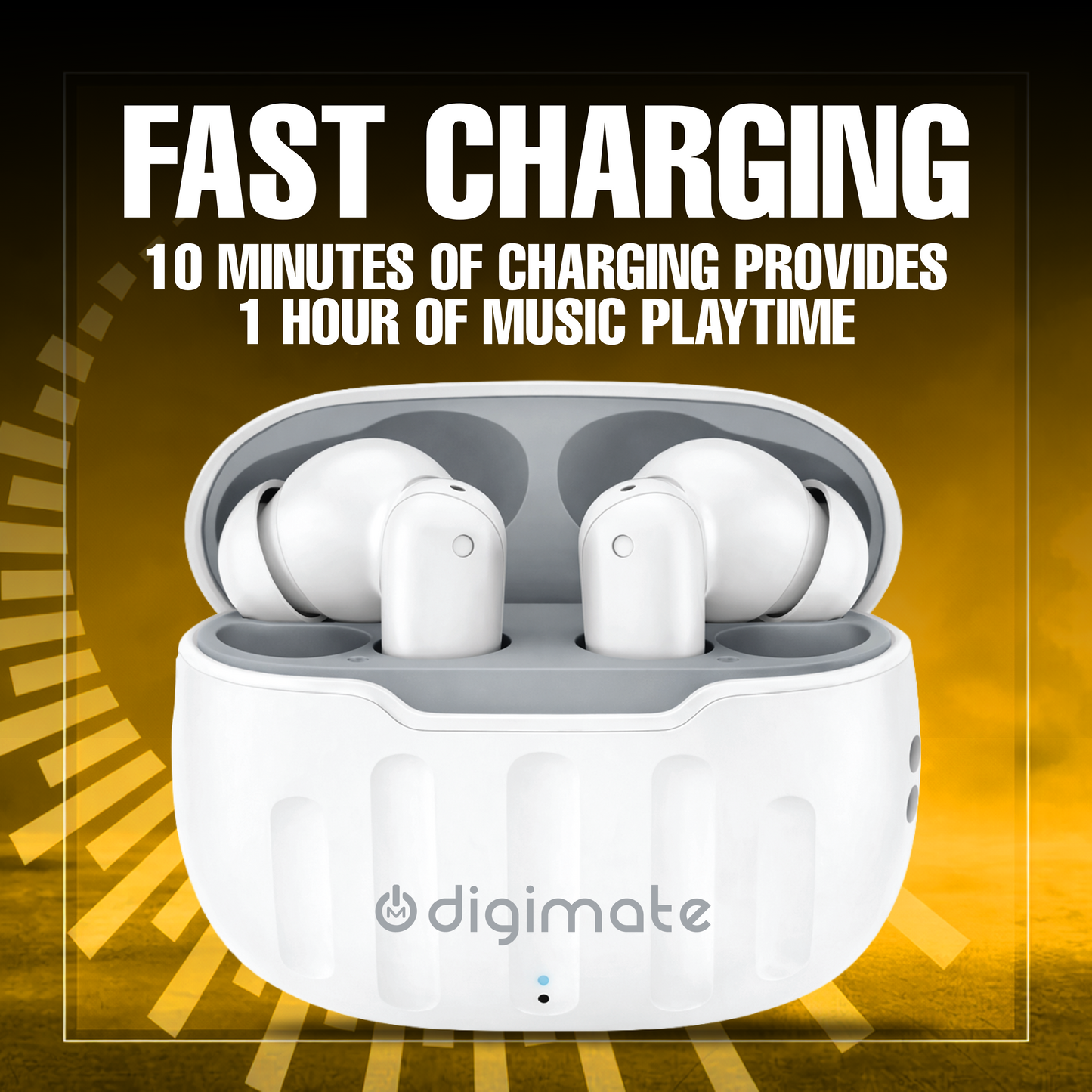 Digimate Budmax TWS Earbuds | Up to 100 Hours Playtime | Bluetooth 5.0 | Type-C Fast Charging | HD Dual Mic | IPX4 Water Resistant Wireless Earbuds (DG-EB-BUDMAX)