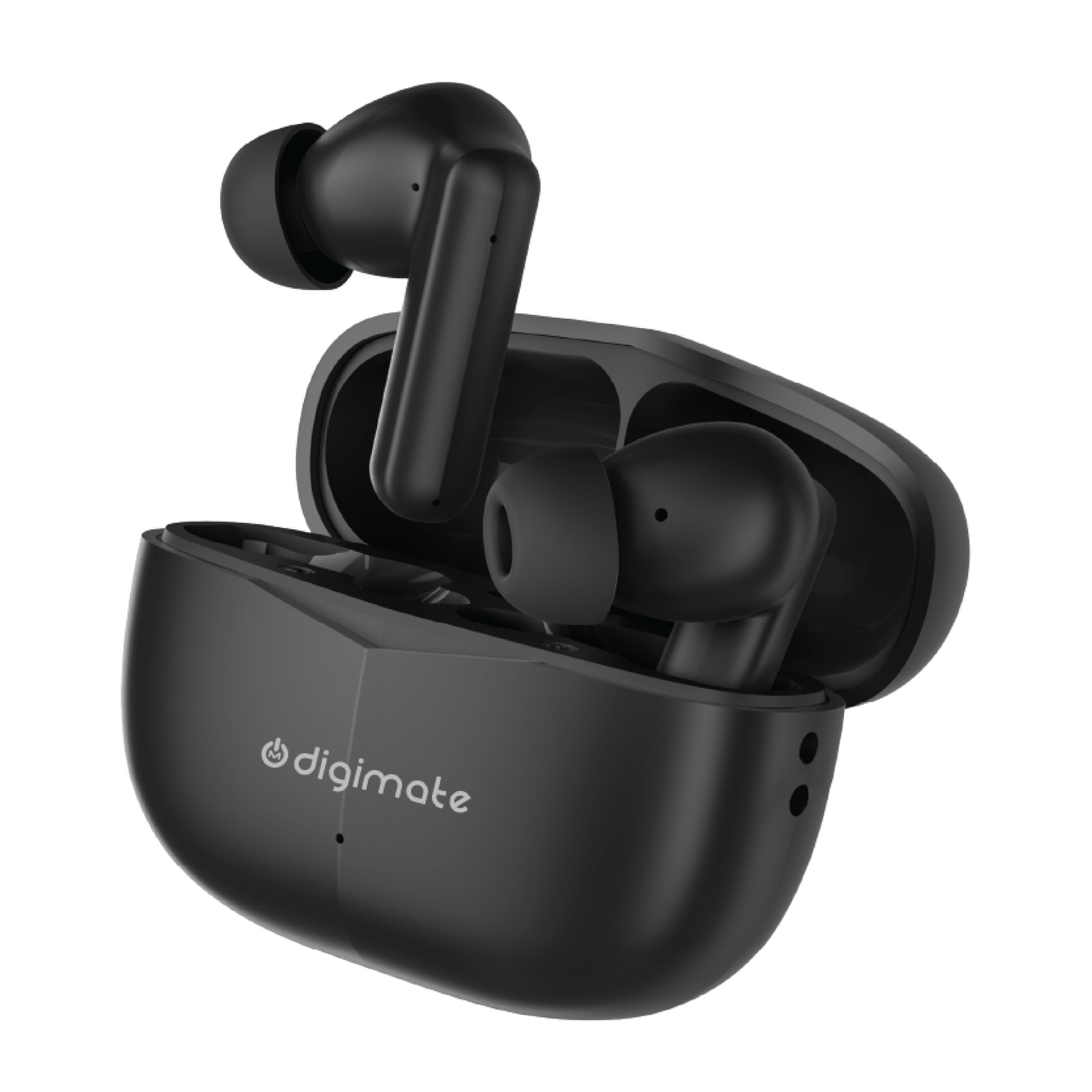 Digimate Budmax True Wireless Earbuds With 30H Playtime, Bluetooth 5.2, Dual Mic for Clear Calls, 300mAh Battery, Type-C Fast Charging, Voice Assistant Enabled (Black)