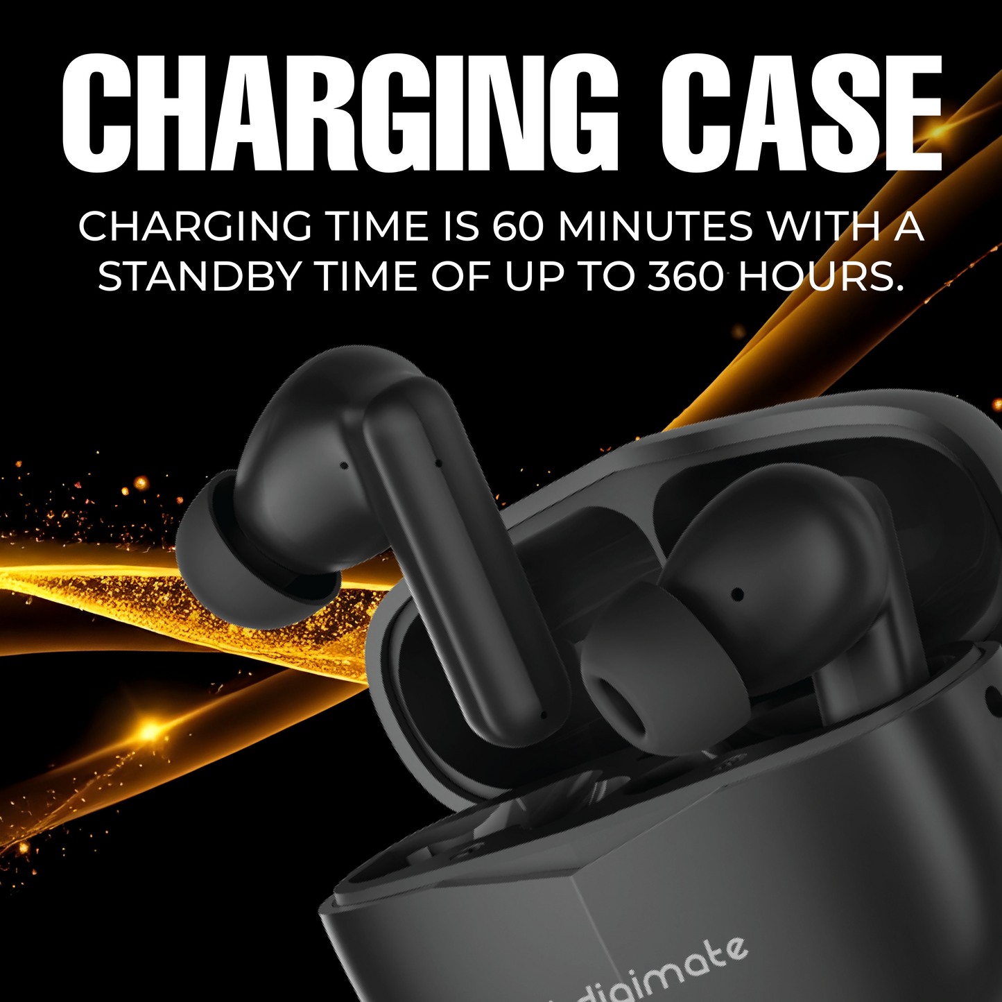 Digimate Budmax True Wireless Earbuds With 30H Playtime, Bluetooth 5.2, Dual Mic for Clear Calls, 300mAh Battery, Type-C Fast Charging, Voice Assistant Enabled (Black)