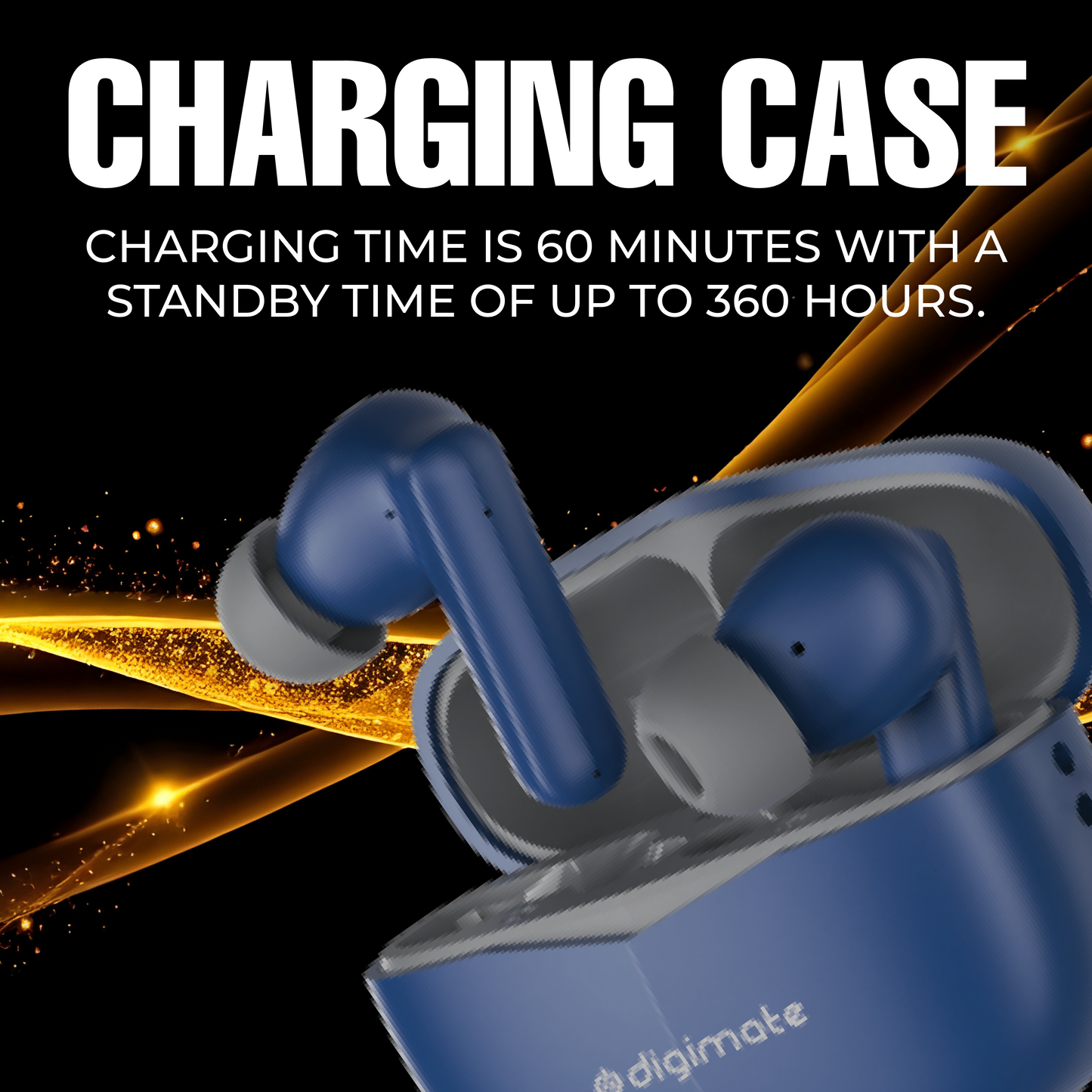 Digimate Budmax True Wireless Earbuds With 30H Playtime, Bluetooth 5.2, Dual Mic for Clear Calls, 300mAh Battery, Type-C Fast Charging, Voice Assistant Enabled (Blue)