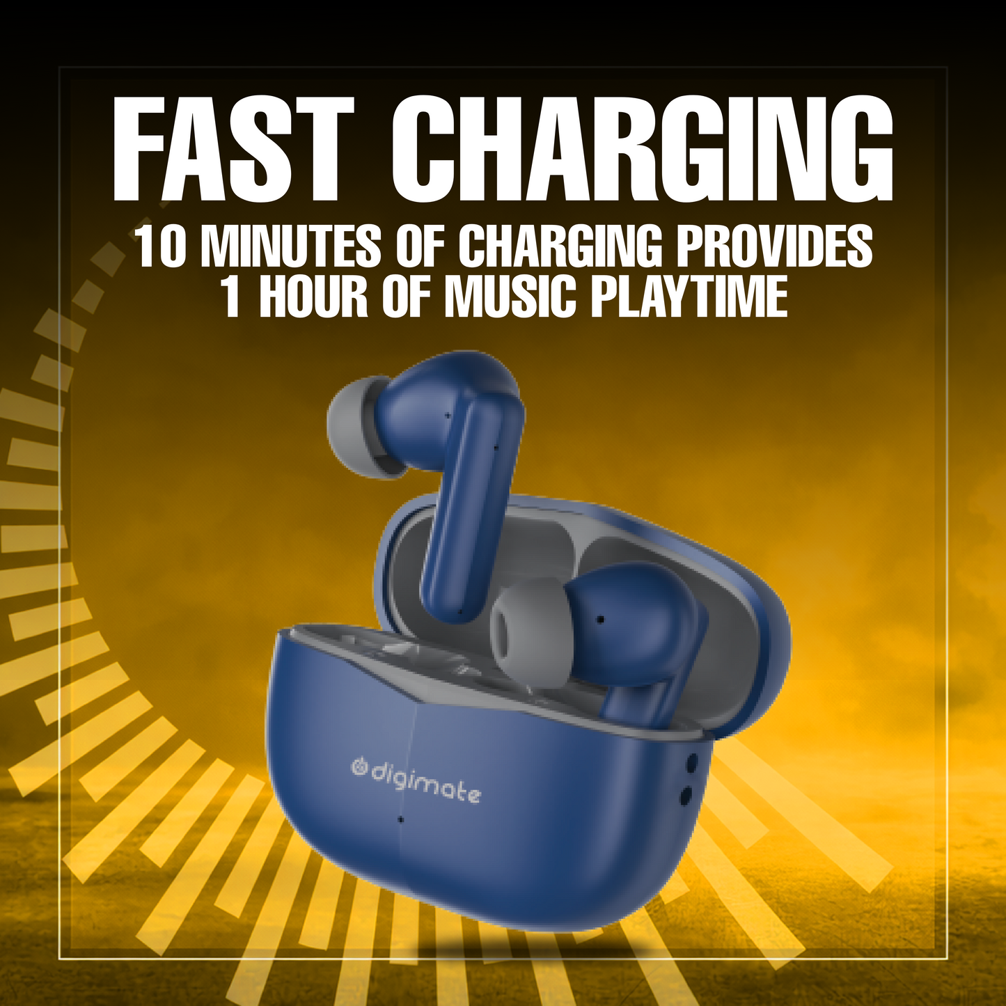 Digimate Budmax True Wireless Earbuds With 30H Playtime, Bluetooth 5.2, Dual Mic for Clear Calls, 300mAh Battery, Type-C Fast Charging, Voice Assistant Enabled (Blue)