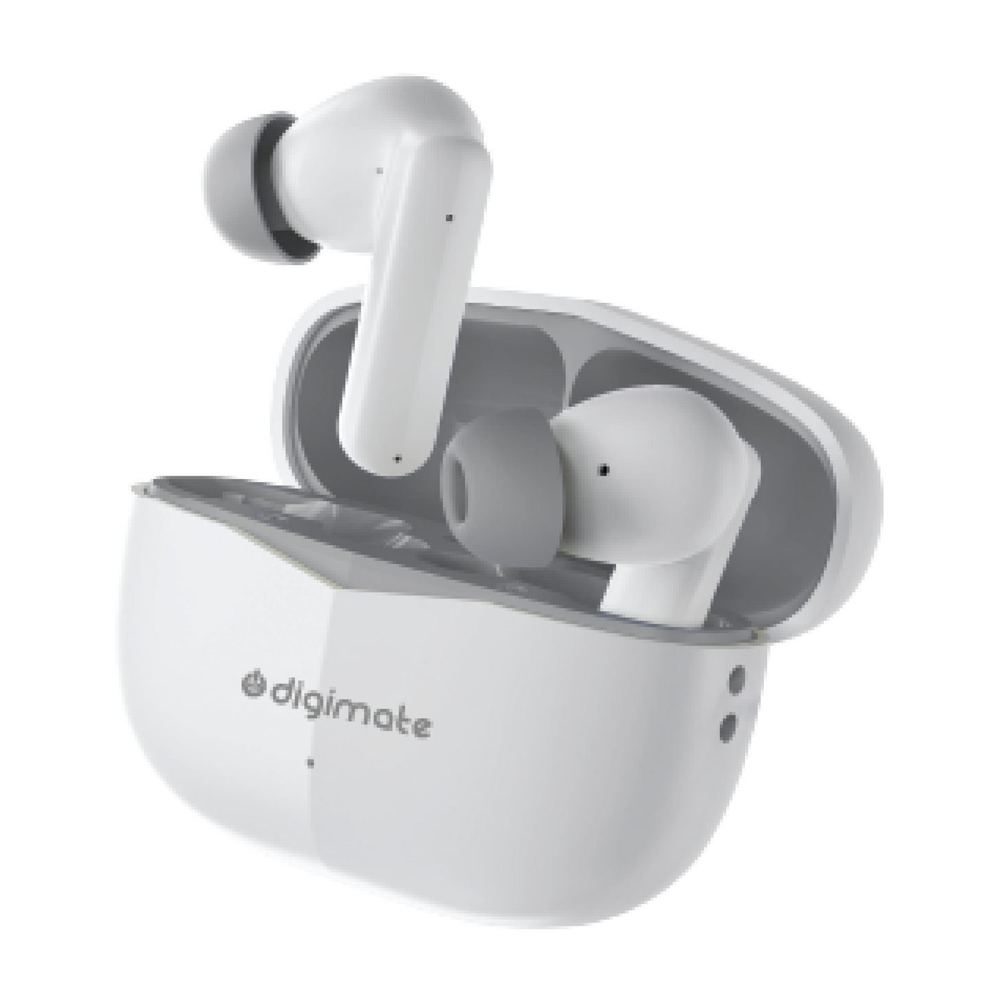 Digimate Budmax True Wireless Earbuds With 30H Playtime, Bluetooth 5.2, Dual Mic for Clear Calls, 300mAh Battery, Type-C Fast Charging, Voice Assistant Enabled (White)