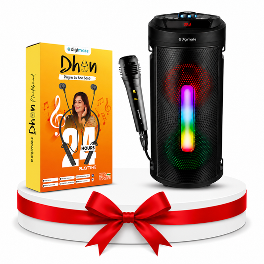 Independence Day Offer | Digimate BAZOOKI 40W Bluetooth Party Speaker with Mic, RGB Lights & 15H Playtime with FREE Dhun Neckband | Bluetooth 5.2, 24H Playtime