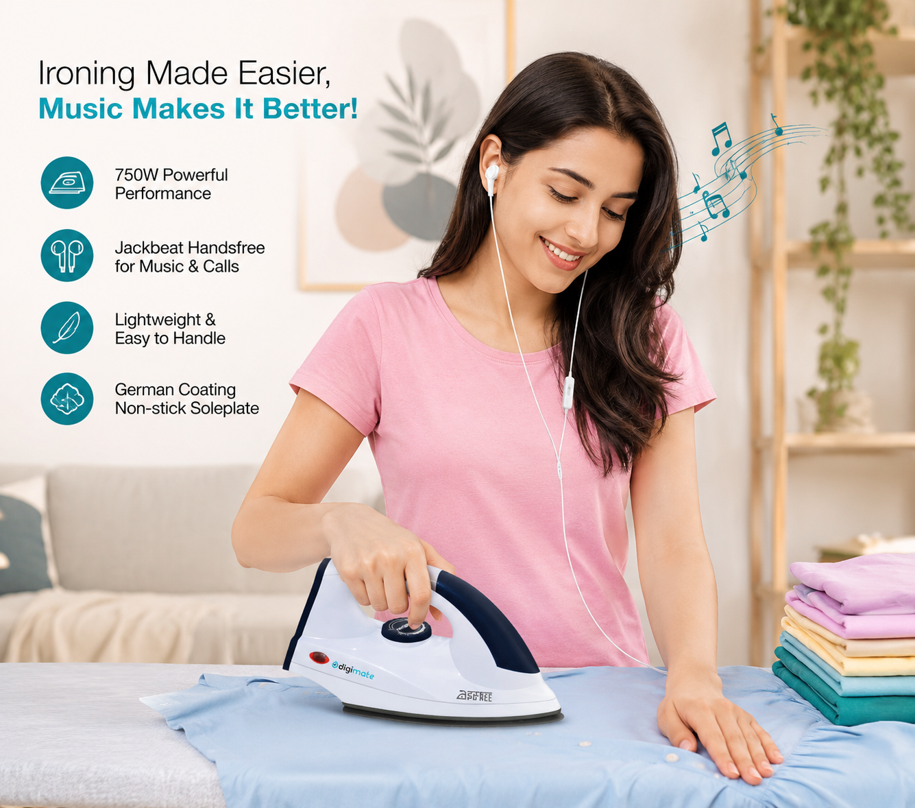 Special Combo: Buy Digimate 750W Istree Iron & Get  Digimate Jackbeat Handsfree FREE
