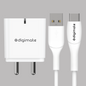 Digimate Quick Dual Port Charge 15W Wall Charger With Type C Cable (White-DG-ADP-1002)