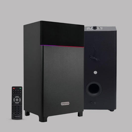 Digimate DG-BB01 Boombox 80 Watt Powerful Tower Speaker 6.5" Woofer High Power Bass, 4.0" Speaker, AUX, USB, LED Lights+Display, BT+ Wired Karaoke Mic Support, Full Remote Control (Platinum Black)