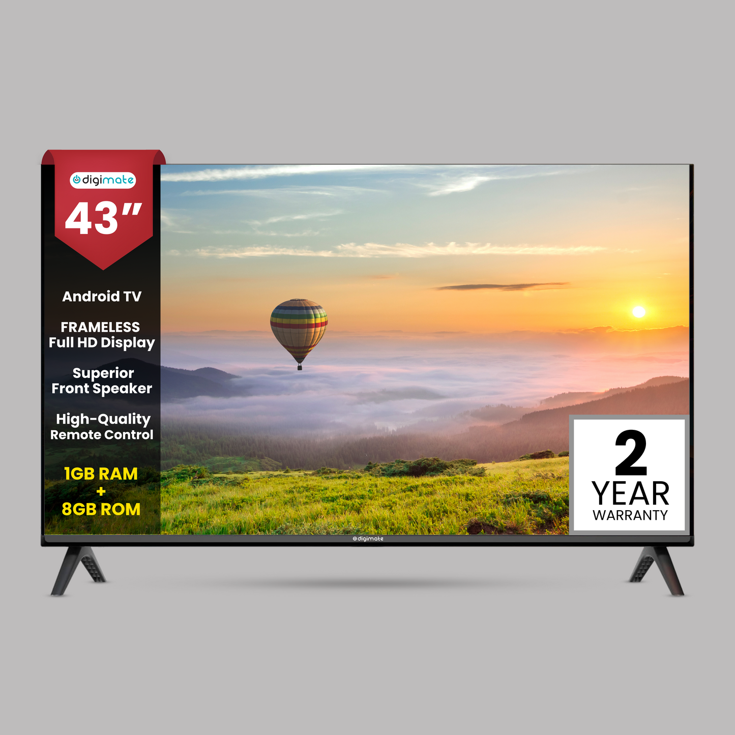 Digimate 43-Inch Frameless Full HD Smart LED TV with Coolita 3.0, Android & High-Quality Remote Control (DG-LED-4301) 2 Year Warranty