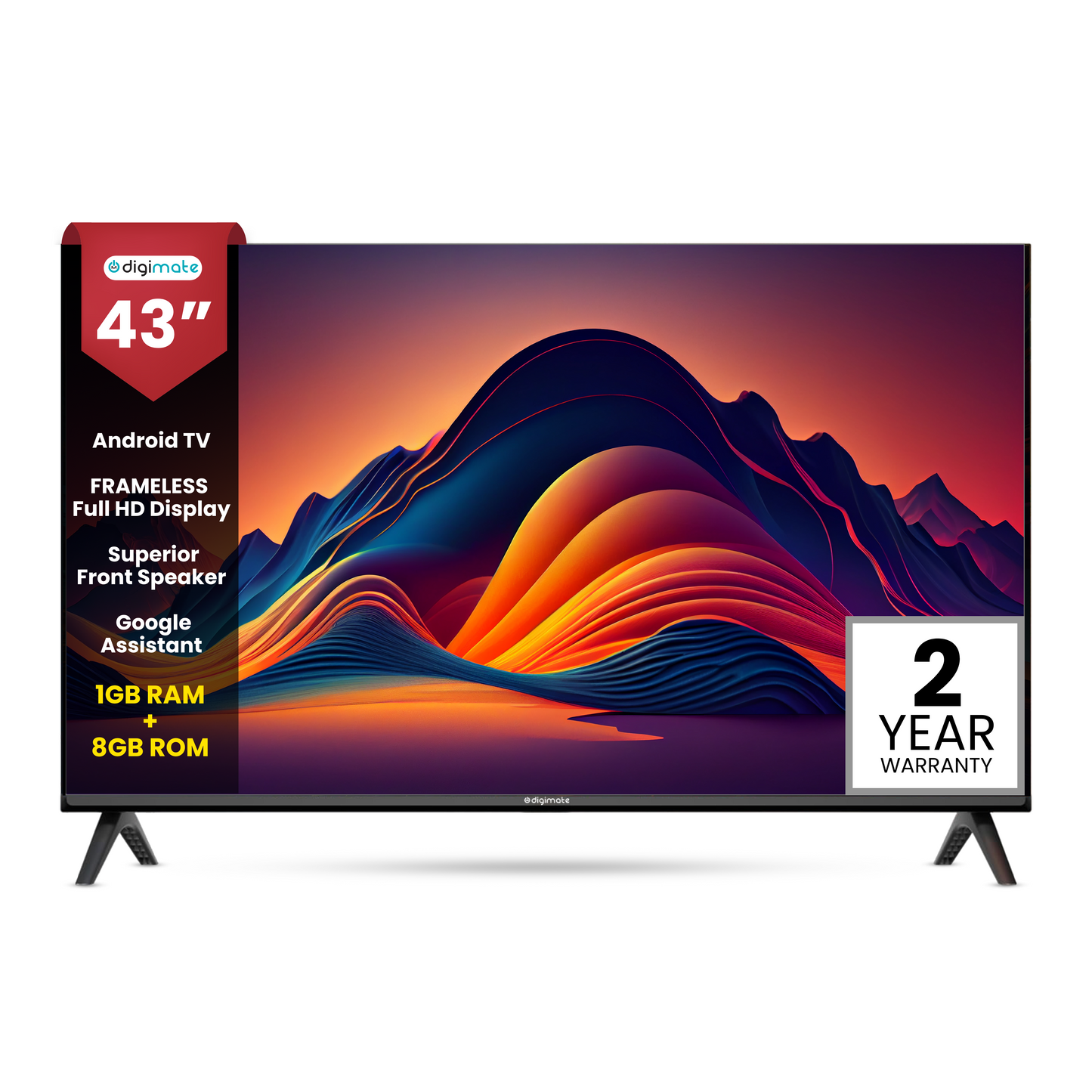 Digimate 43 inches HD Ready Android TV 2025 Edition with Dolby Audio, Bluetooth + Voice Remote (DG-LED-4302, Black) 2 Year Warranty